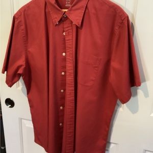 Dockers Red Casual Button Down Shirt Short Sleeves